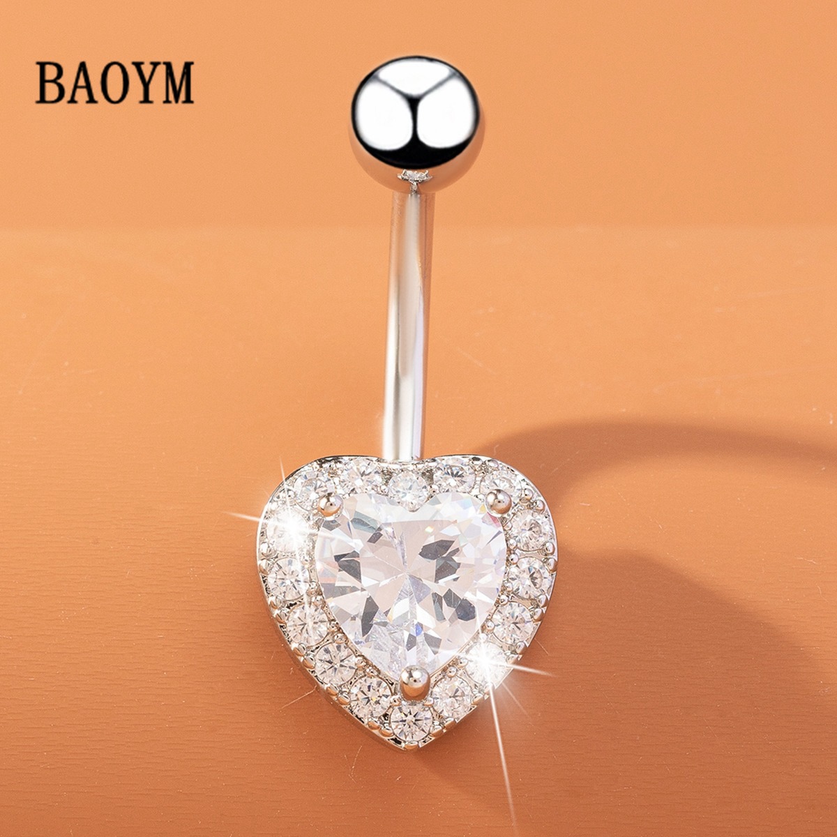 Piercing nombril cœur en zircon bijou de corps élégant chic_voghion.com