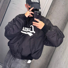 2025秋冬新款高品原标巴黎B家字母刺绣飞行棉服夹克外套男女