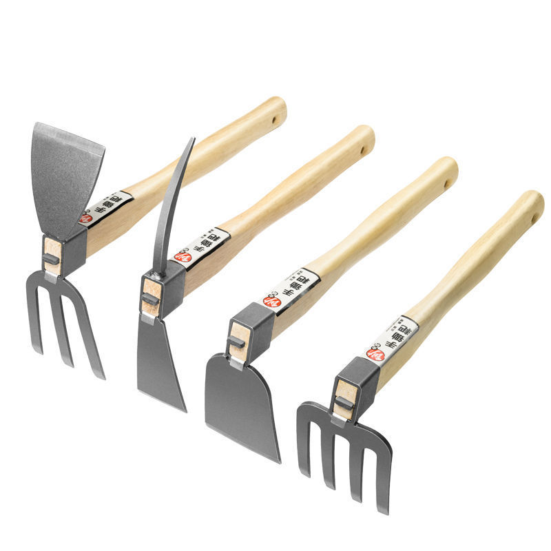 Garden outdoor rake agricultural gardening tools fishing weeding hoe weeding vegetable short wooden handle agricultural tools small hoe