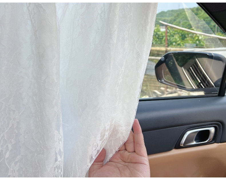 Car Window Sunshade Long Car Universal Curtain Ready-Made Summer Simple Double-Layer Lace Blackout and Heat-Insulating Car Window