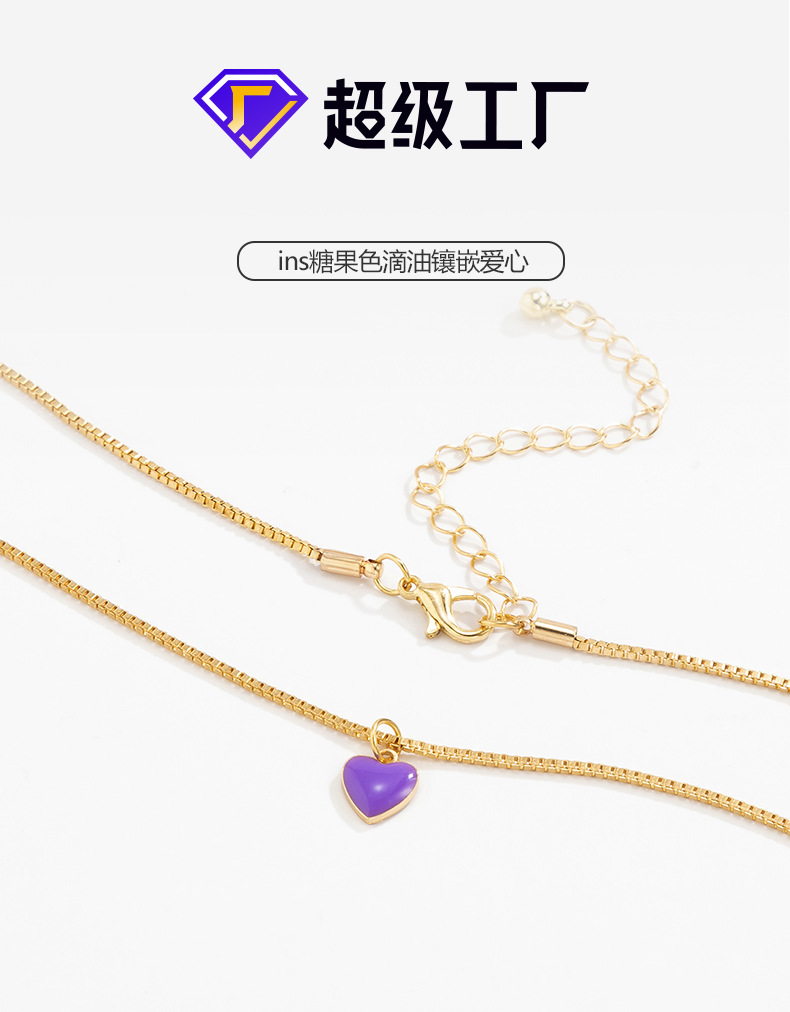 Wholesale Simple Heart-shaped Dripping Oil Copper Necklace Nihaojewelry display picture 23