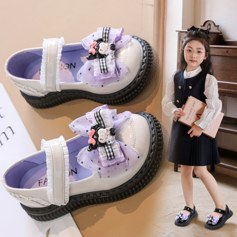 Детские чёрные кожаные туфли Куроми, весна 2025, для учениц начальной школы, британский стиль, туфли принцессы, мягкая подошва, для выступлений