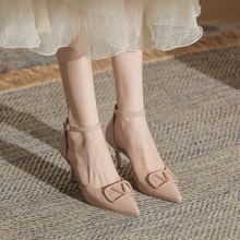 1830-12高跟凉鞋女夏季款时尚一字扣粗跟鞋子法式小凉鞋女配裙子