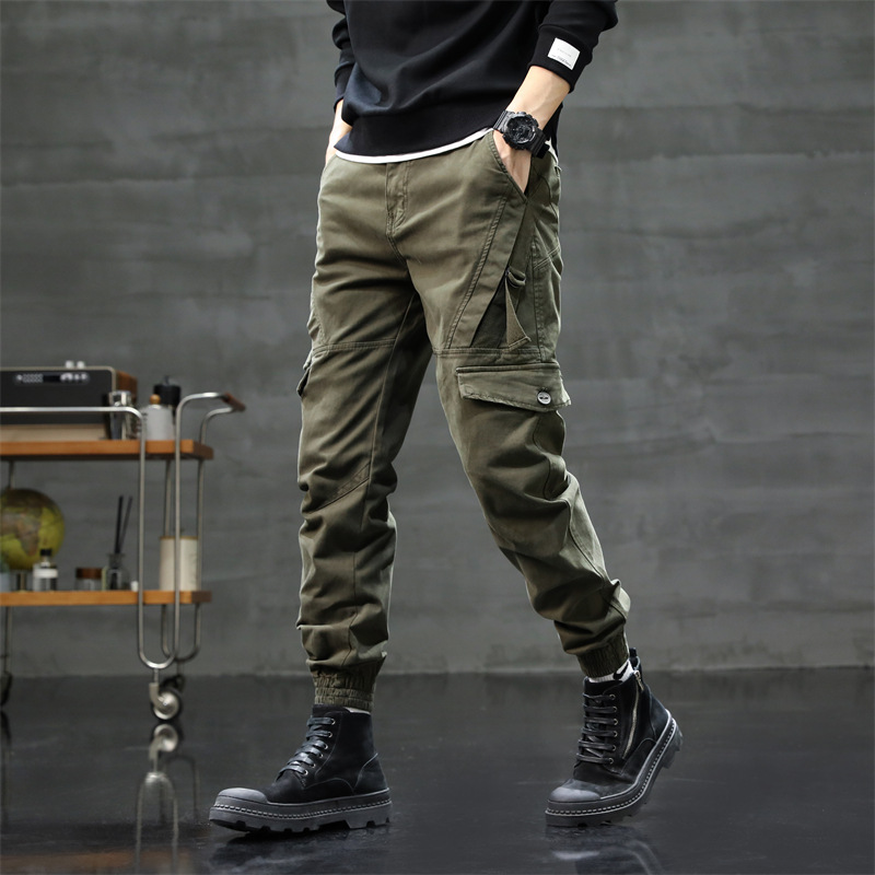 28 -- 40 plus size overalls men's spring and autumn outdoor sports men's fashion all-match washing solid color multi-pocket leisure