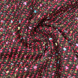 红色彩色点点小香风金线编织粗花呢面料 套装外套服装设计师布料A