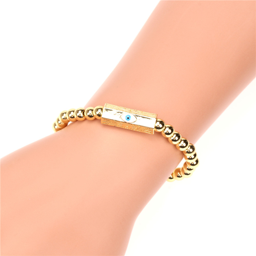 Devilu0027s Eye Oil Drop Copper Bracelet 2021 New Golden Bead Trendy Hip Hop Style Bracelets Wholesa