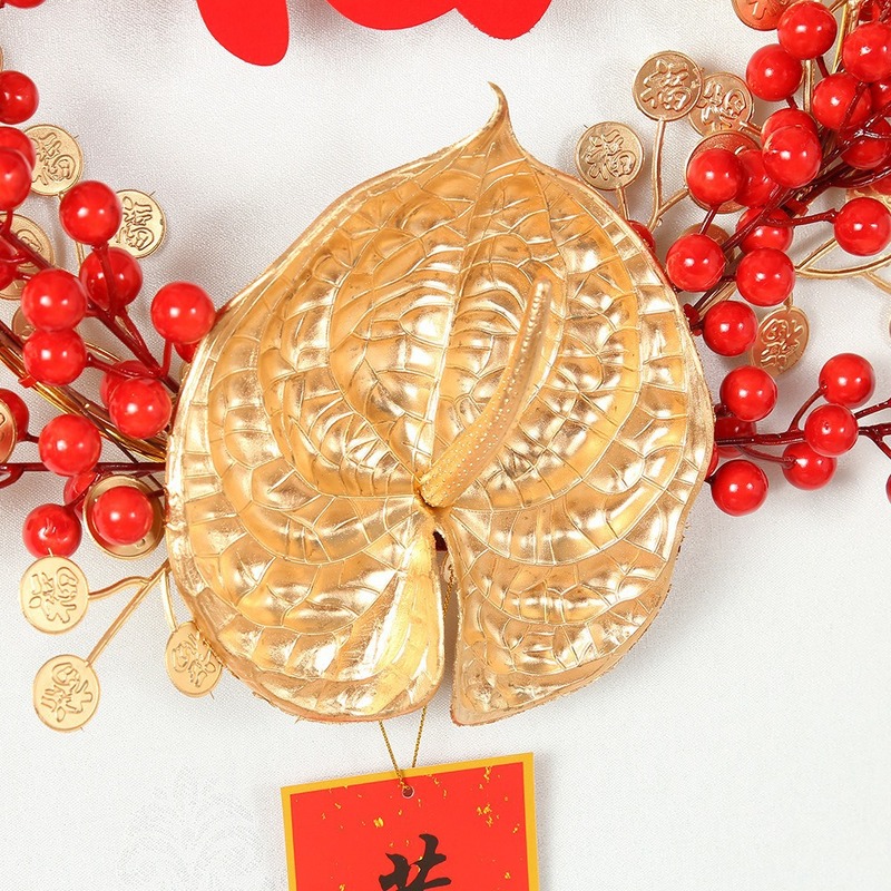 春節の祝福の花輪は、新築祝いやホリデーリビングルームの装飾用品、模擬葉と赤い果物の装飾ドア吊り下げにカスタマイズできます。|undefined