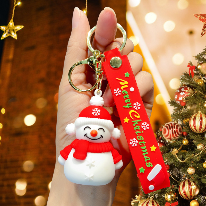 クリエイティブクリスマスキーホルダーかわいいサンタクロースストラップ自動車かばんキーホルダーカップルクリスマスプレゼント|undefined