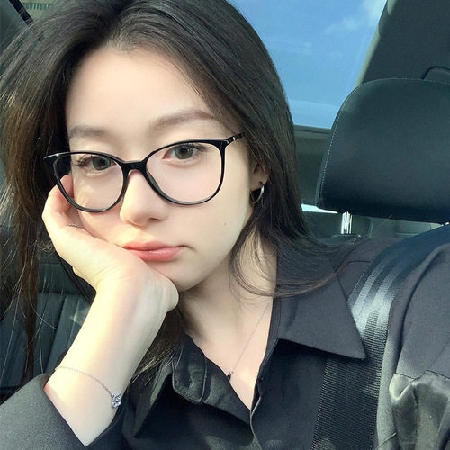 Black Frame Small Perfume Anti-blue light Flat Frame New Glasses Frame Eyeglass Frame Cat Eye Women Large Face Large Frame Thin Frame Natural