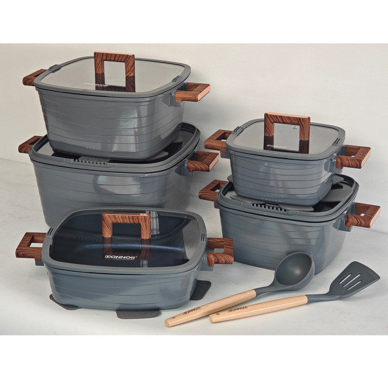 Comercio exterior cuadrado de cocina de cocina de cocina casera de doble oreja PK diamante azul inadherente estufa electromagnética estufa de gas universal