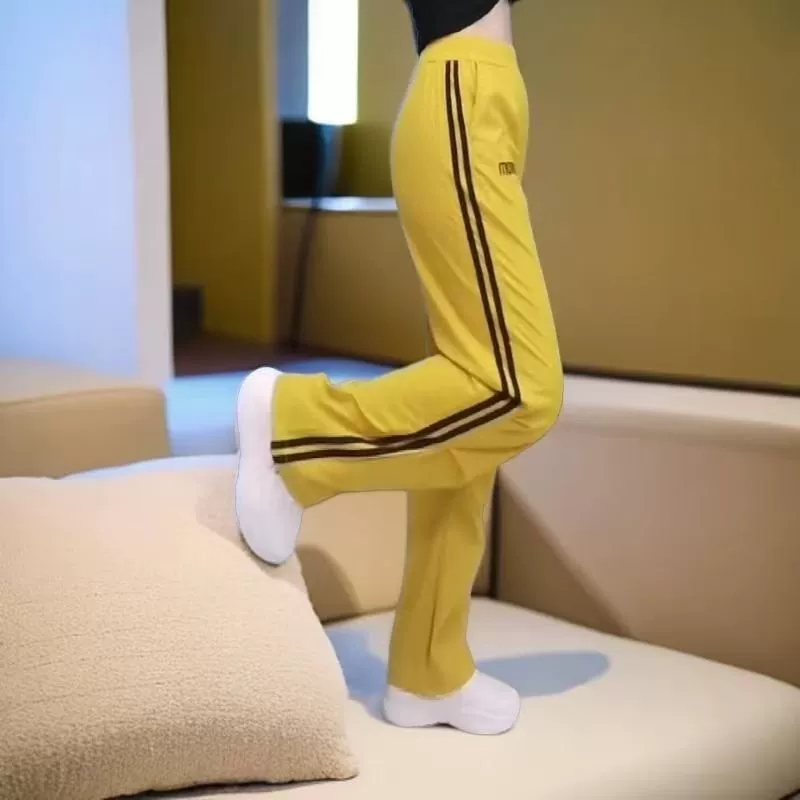 Летние новые танцы на досуге спортивные тонкие тонкие прямые брюки в полоску