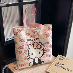 メーカーカスタマイズされたハローキティキャンバスバッグ漫画ハローキティ人形ショルダーバッグ大容量トラベルハンドバッグ