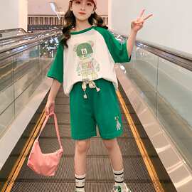 女童套装夏季2023新款洋气时髦童装儿童夏装大童运动短袖两件套夏