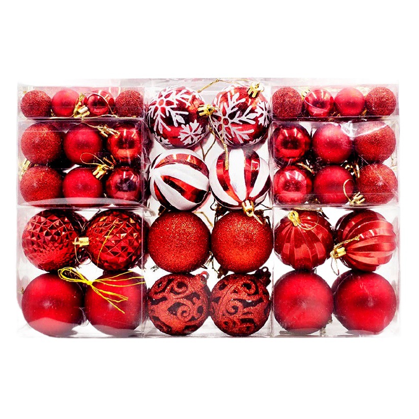 Amazon popular 100 multi-pack especial en forma de plástico pintado traje de bola de Navidad decoración del techo bola colgante