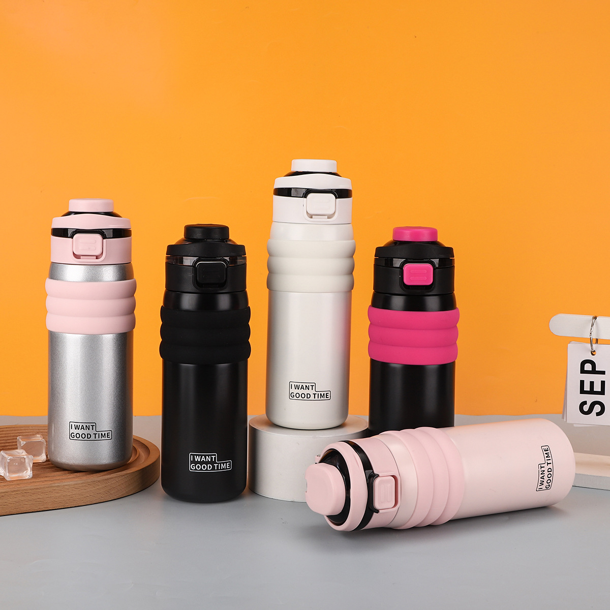 高颜值弹跳双饮杯316不锈钢带吸管保温杯便携户外手提随行杯批发