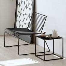 北欧家用阳台户外铁艺餐椅简约现代庭院铁丝凳子靠背休闲创意椅子