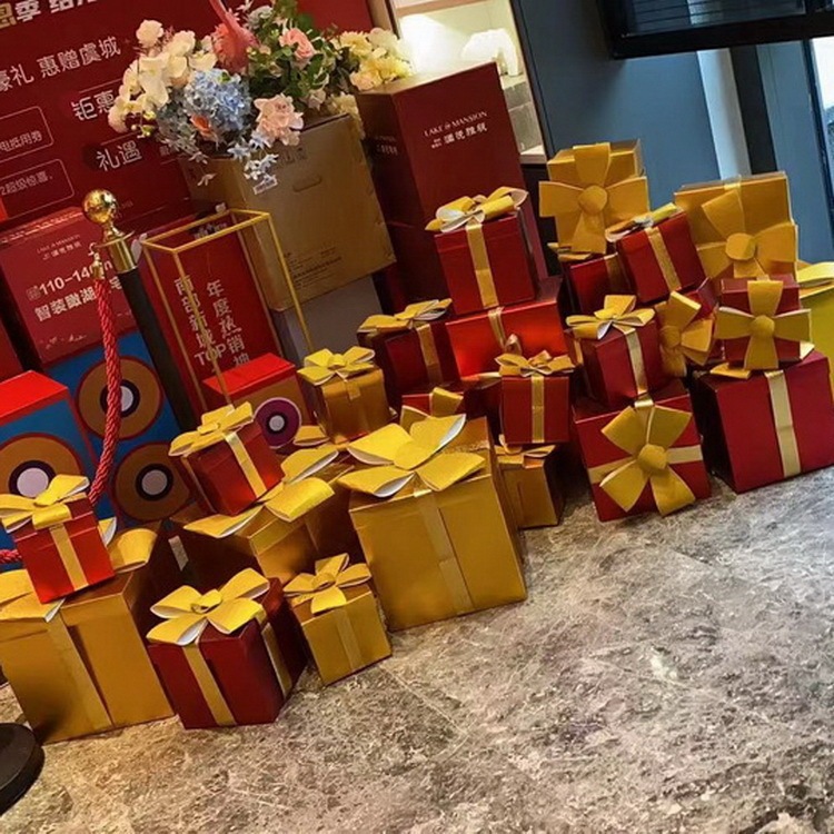 新款圣诞节装饰彩盒节日纸质礼物圣诞布置摆件装饰道具圣诞树礼盒|undefined