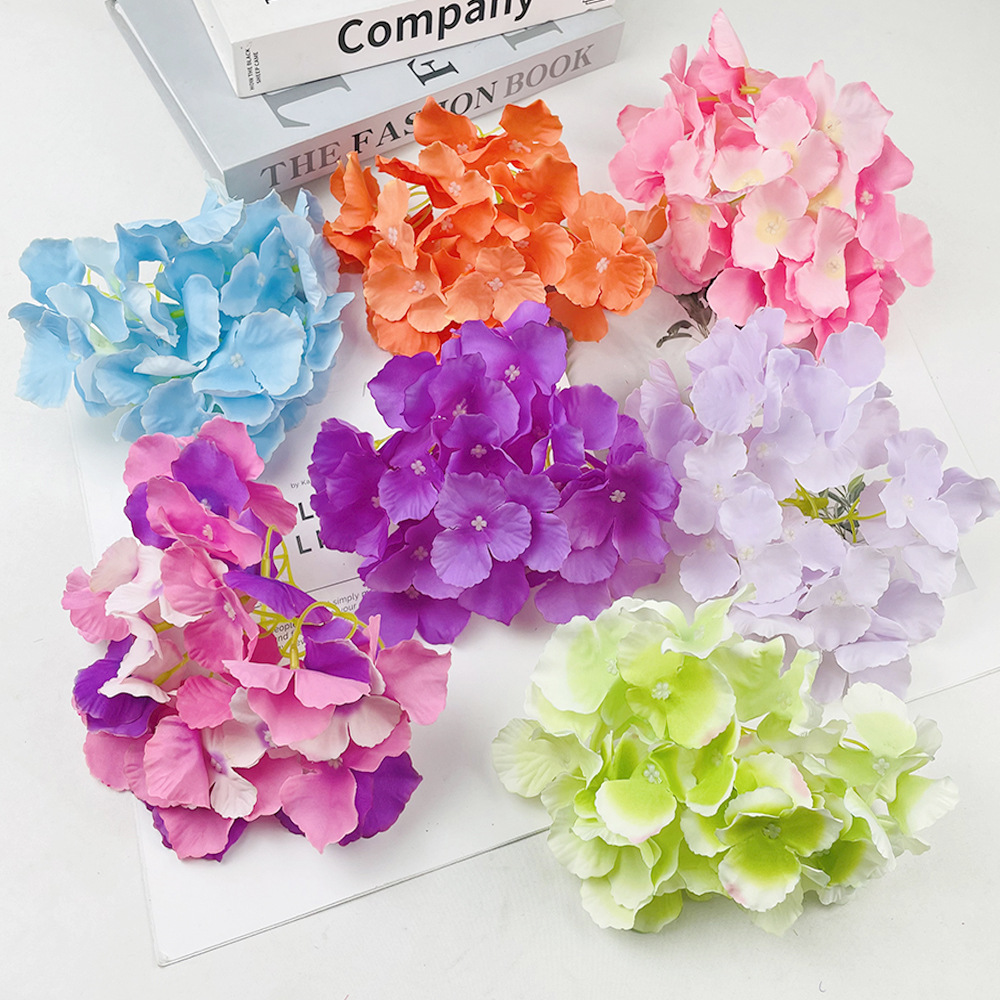 27 piezas de flores de hortenida de bodas, guía de diseño floral, sala de bodas, flores de fondo, flores falsas, flores de decoración de seda