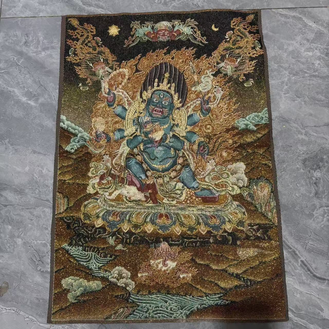 Tibetan Buddha painting core big black thangka living room hanging painting factory wholesale antique antique embroidery painting core ten phase free new