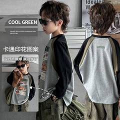 男童秋季長袖T恤23新款童裝兒童大男孩長袖卡通打底衫內搭個性潮