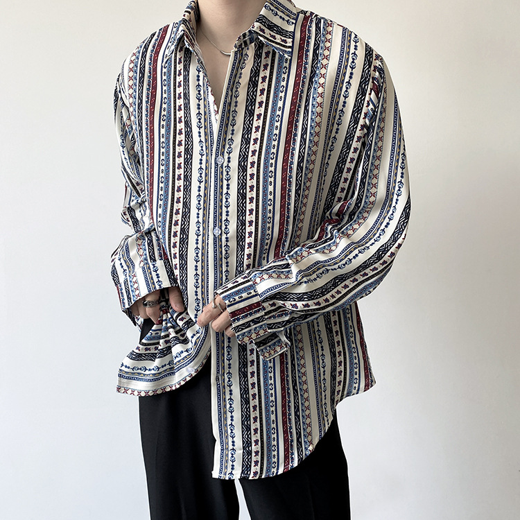 Title 3, Herren Retro-Urlaub Hemd im europäischen Stil m...