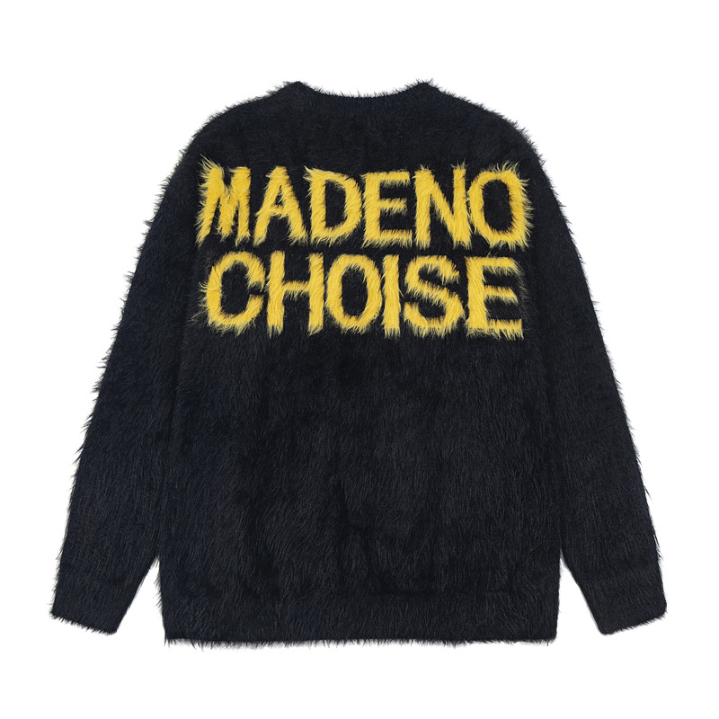 Herrenbekleidung Mode Nischendesign Buchstabendruck Rundhalspullover Herren trendiger Markenpullover im Lazy Style Loose Couple Sweater_voghion.com