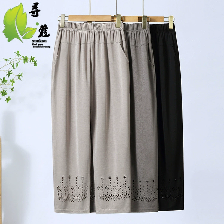 Капри для мам, летние тонкие женские брюки среднего возраста, повседневные летние женские брюки среднего возраста, брюки для мам с темпераментом