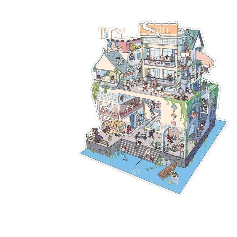 叁分间5.0城际方圆系列造景贴纸3D立体微缩场景手工diy贴纸微场景|undefined