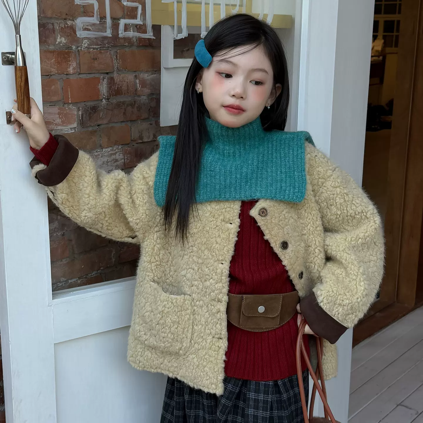 花与寻童装女童外套2025冬季新款韩版两面穿皮毛一体外套洋气保暖