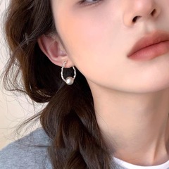 气质碎银子珍珠耳环女名媛小众设计纯银耳饰耳坠2025新款爆款耳钉