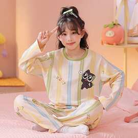 儿童家居服春秋睡衣女童2026长袖套装中大童卡通超萌新款女孩薄款