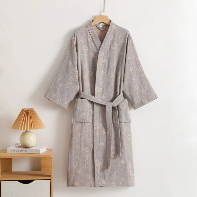 Gauze summer thin Japanese long quick dry bathrobe