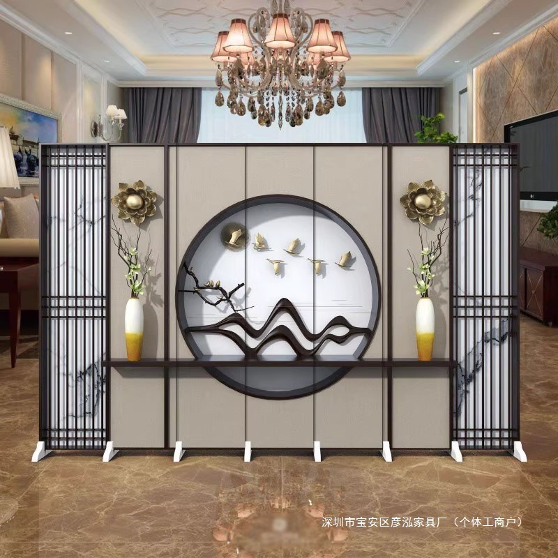 新中式隔断屏风遮挡酒店卧室办公室简约家用可移动折屏风隔断客厅