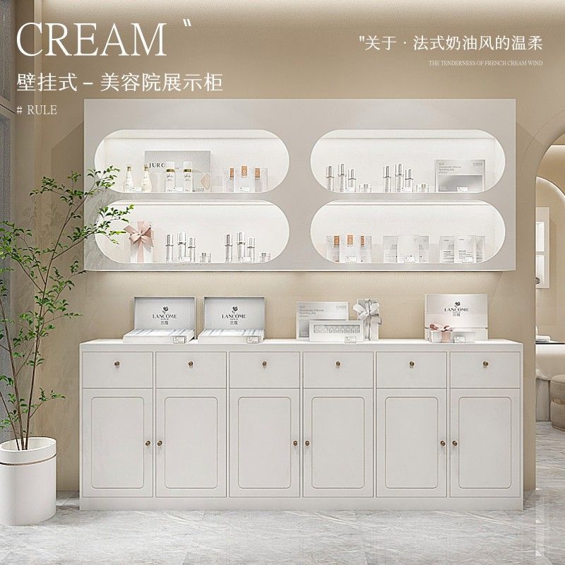 简约现代木制E0级2层承重100kg以下美容院化妆品展示柜美甲美容柜