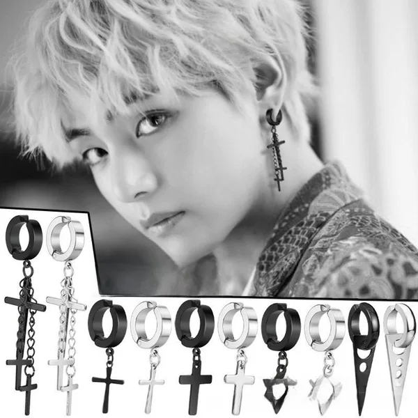 New Ear Holess Ear Clip Women's Earrings Painless Cross Ear Clip Cool Dark Fashion Men's Ear Holess Wholesale