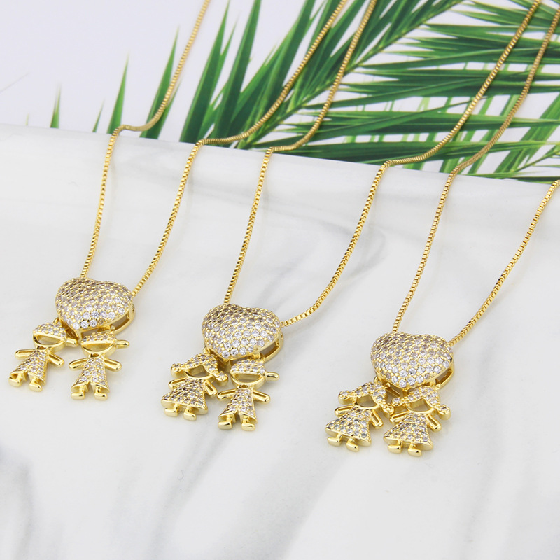 INS europeo y americano transfronterizo de zirconio-incrustaciones Encantadores Niños y Niñas collar nuevo cobre galvanoplastia colgante de moda collar de acero de titanio