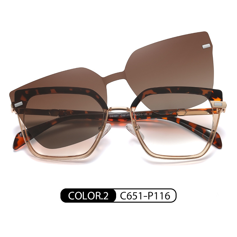 Miopía de moda conjunto magnético especial gafas de Europa y América gafas marco femenino CG3201 interruptor magnético gafas de sol polarizadas en cualquier momento