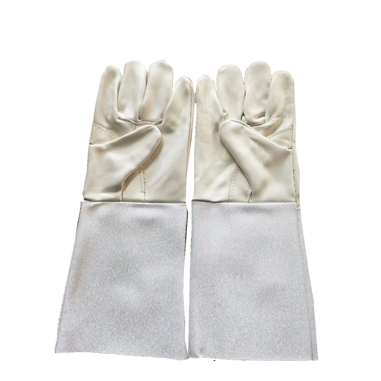 维肯长电焊手套帆布电焊加条防火阻燃耐高温头层皮焊接劳保手套