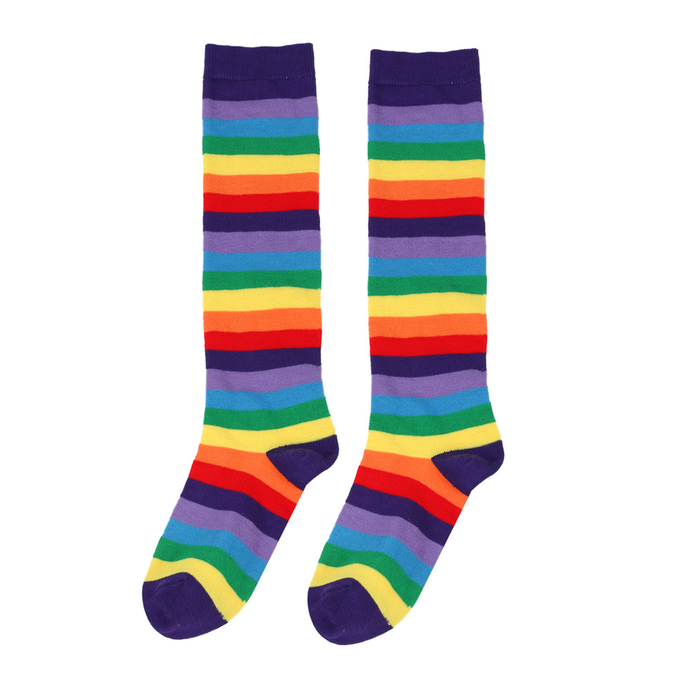 Unisex Mode Regenbogen Streifen Polyester Baumwolle Crew Socken Ein Paar display picture 8