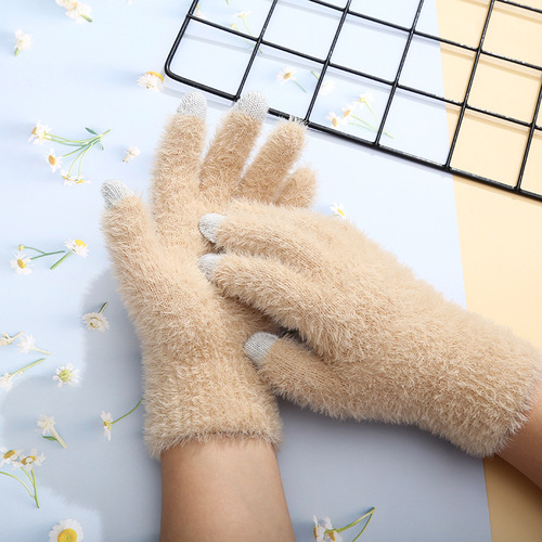 New winter warm plush gloves adult touch screen gloves for men and women outdoor skiing anti-slip cycling touch screen gloves