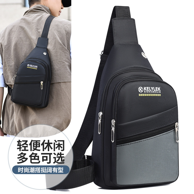 Nuevo tipo de bolso de hombro para hombres al aire libre, moda casual, bolso de hombro simple, bolso de pecho de moda multicapa al por mayor.