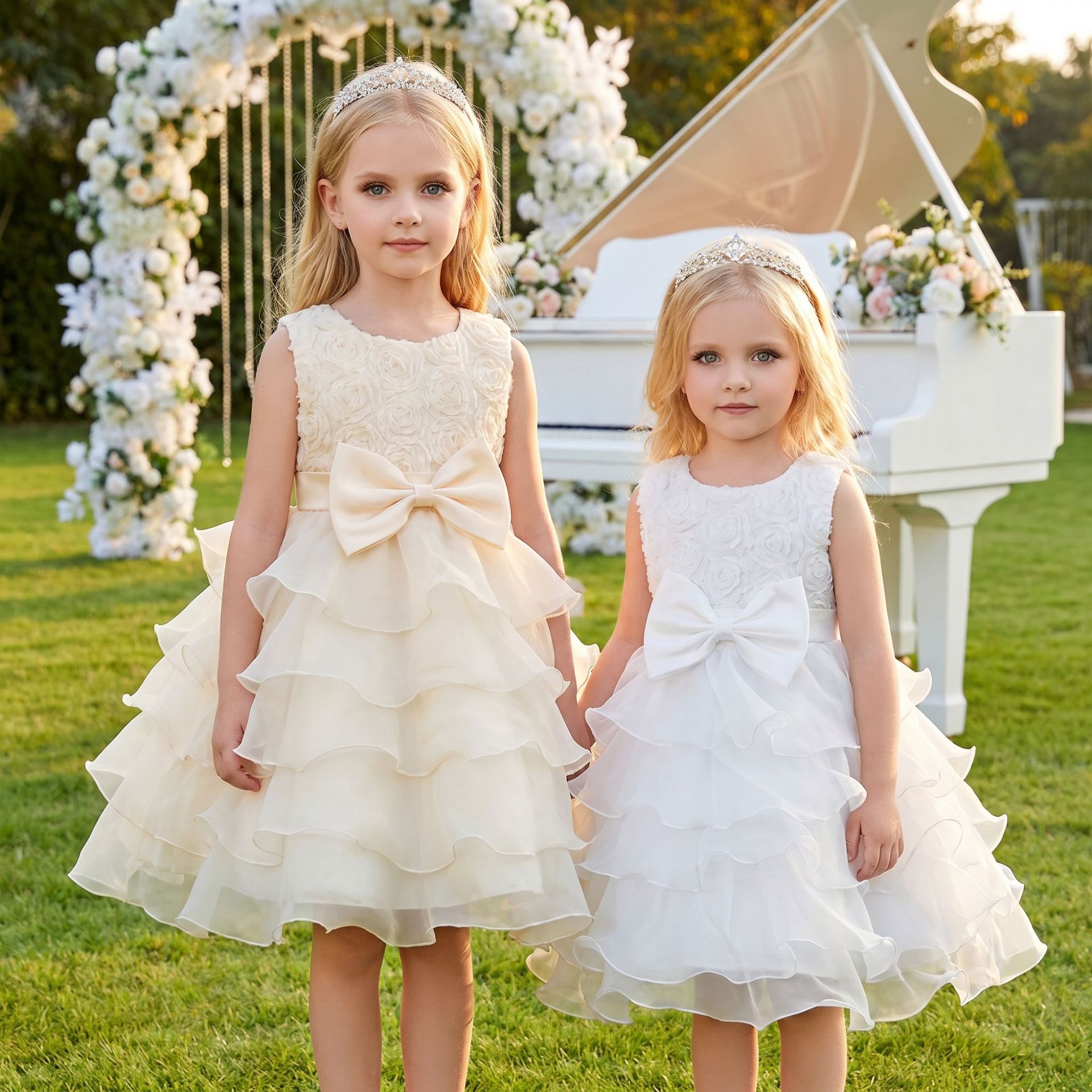 (Wholesale), dress, small princess costume with bow, piano performance costume