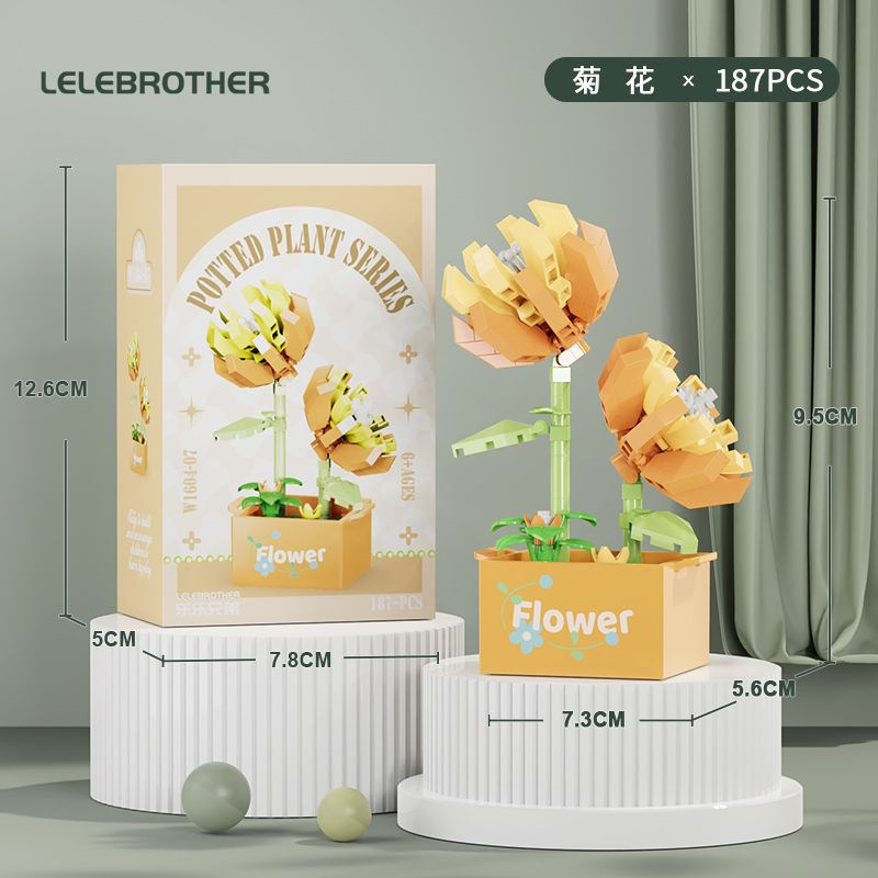Compatible con flores eternas girasoles de hibisco alta flor de maceta de montaje de bloques de construcción adornos juguetes para niños niñas