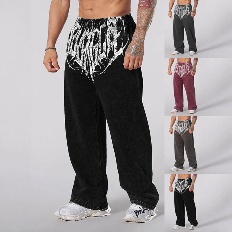 Youngla American Cross-Border Tk New Men's Sports Pants Jogging Muscle Fitness Casual Pants Loose Straight