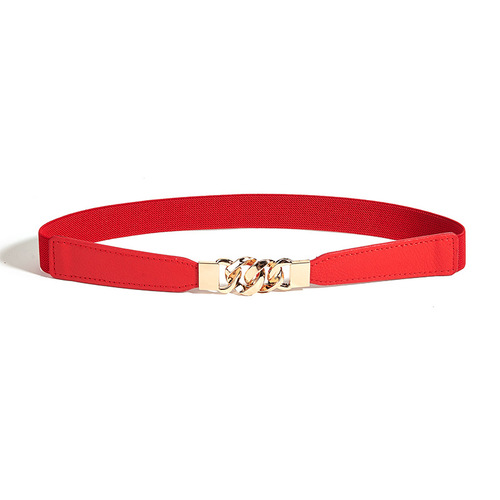 Ins trendy women's thin belt imitation leather with skirt coat retro buckle belt decoration suit sweater girdle