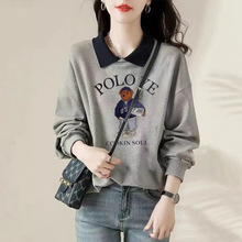 棉韩版娃娃领翻领卫衣女2025秋冬爆款假两件长袖上衣显瘦洋气遮肉