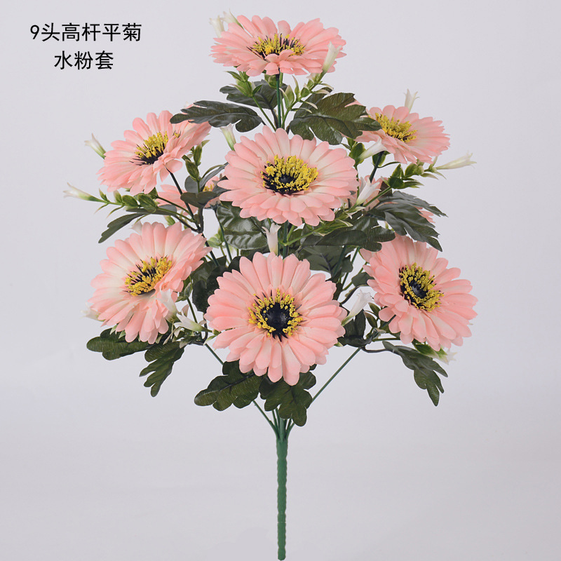 Flores artificiales de crisantemo, 9 unidades, ideal para decoración interior