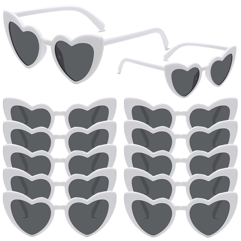 Set of 12 Sweet and Cool Plastic Asymmetrical Heart Sunglasses, Influencer Picks, Trendy Party Sunglasses