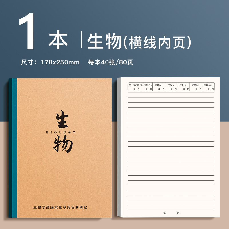 Biology / 1 set (40 hojas y 80 páginas cada uno)