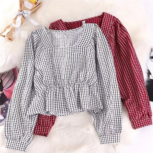 Yarn-dyed jacquard medium grid double-sided grid washing fabric shirt dress halter top children's clothing fabric soft, small and fresh